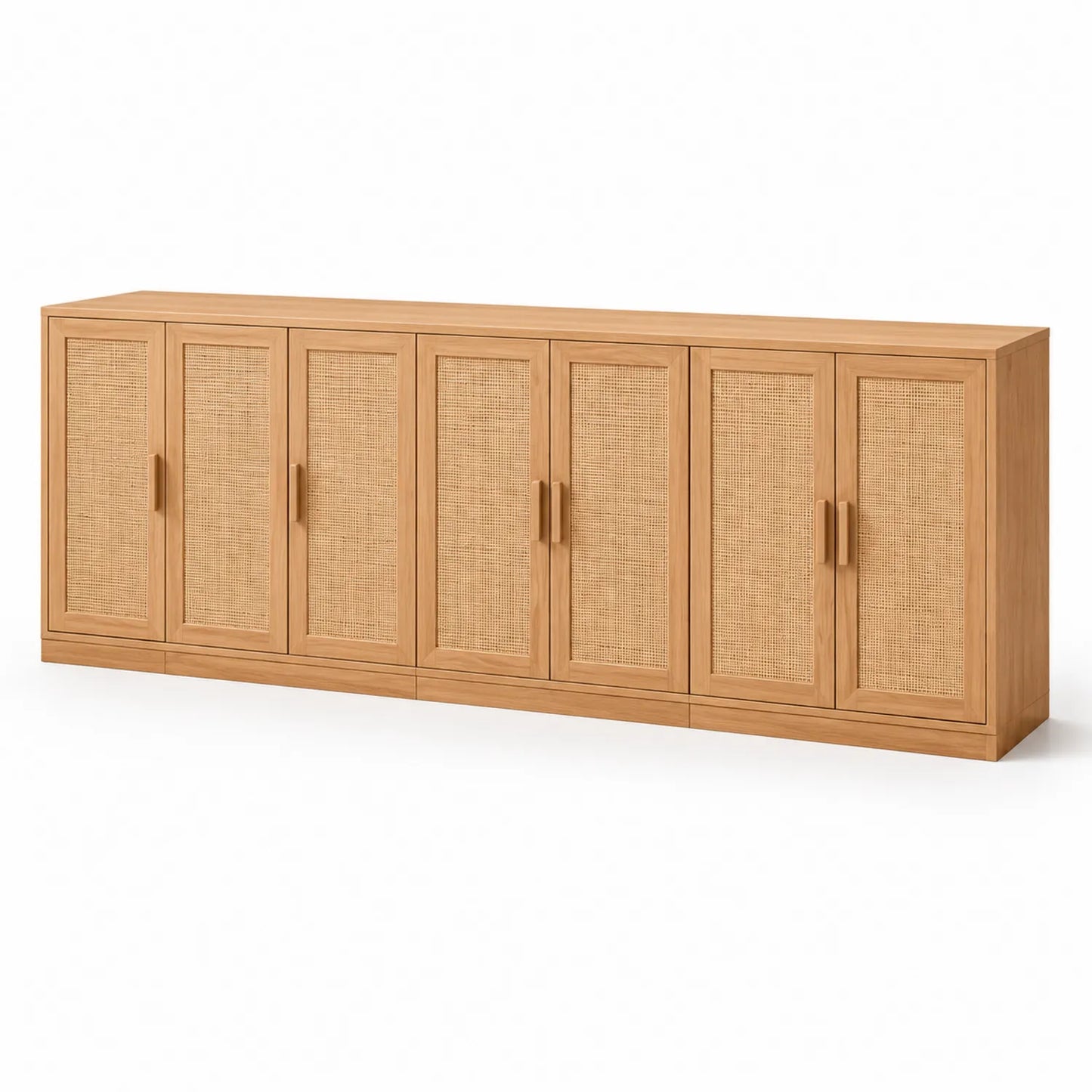 Buffet en bois avec portes en rotin