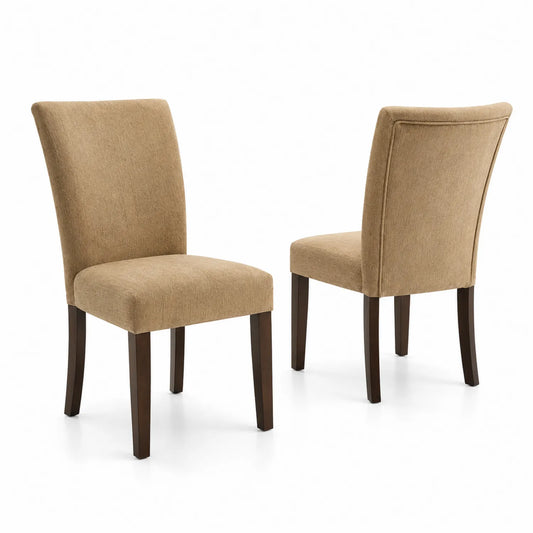 Ensemble de 2 Chaises en Tissu Beige avec Pieds en Bois