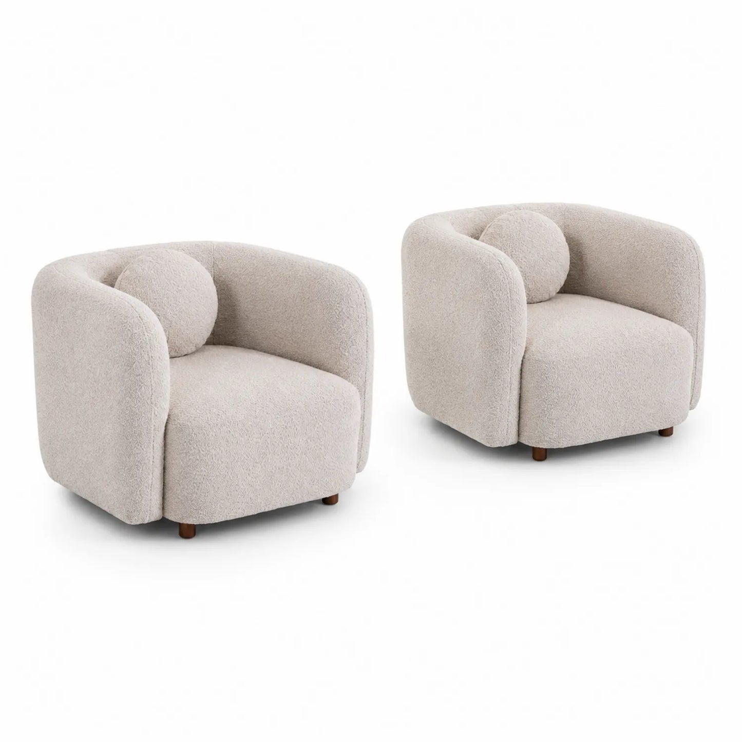 Lot de 2 fauteuils en tissu polyester Bouclé Beige