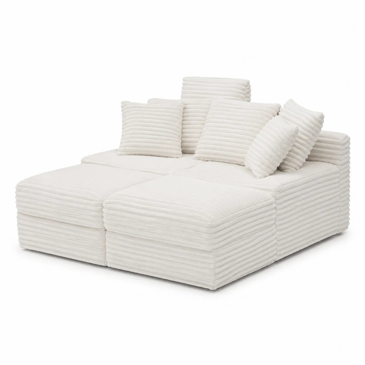 Canapé modulaire en tissu côtelé blanc