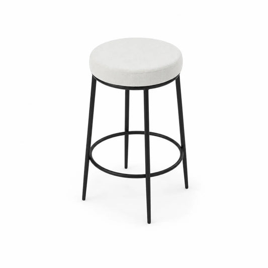 Tabouret de bar tissu Blanc métal Noir 75 cm