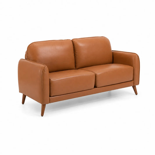 Canapé 2 places en cuir marron 180cm
