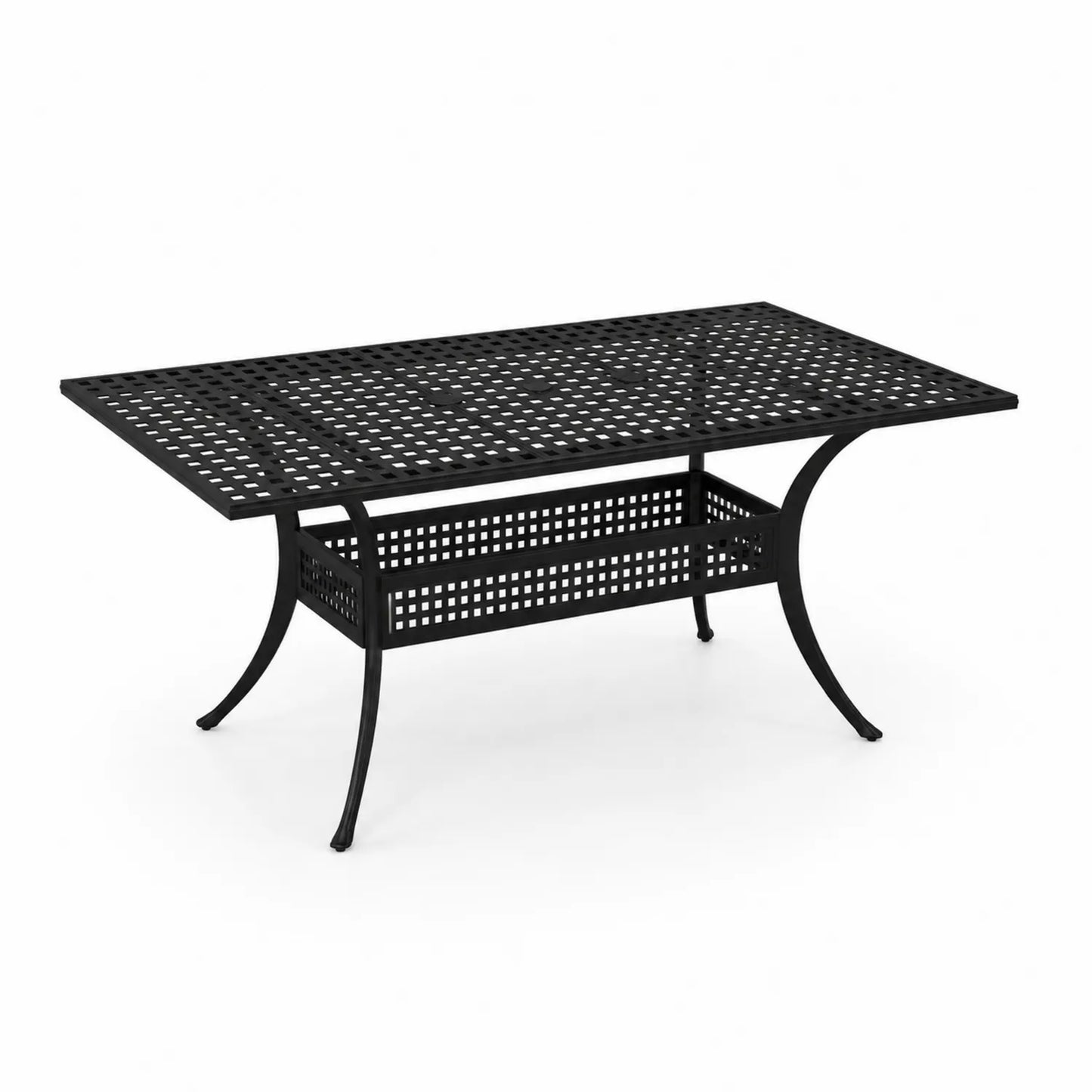 Table rectangulaire extérieure en métal noir