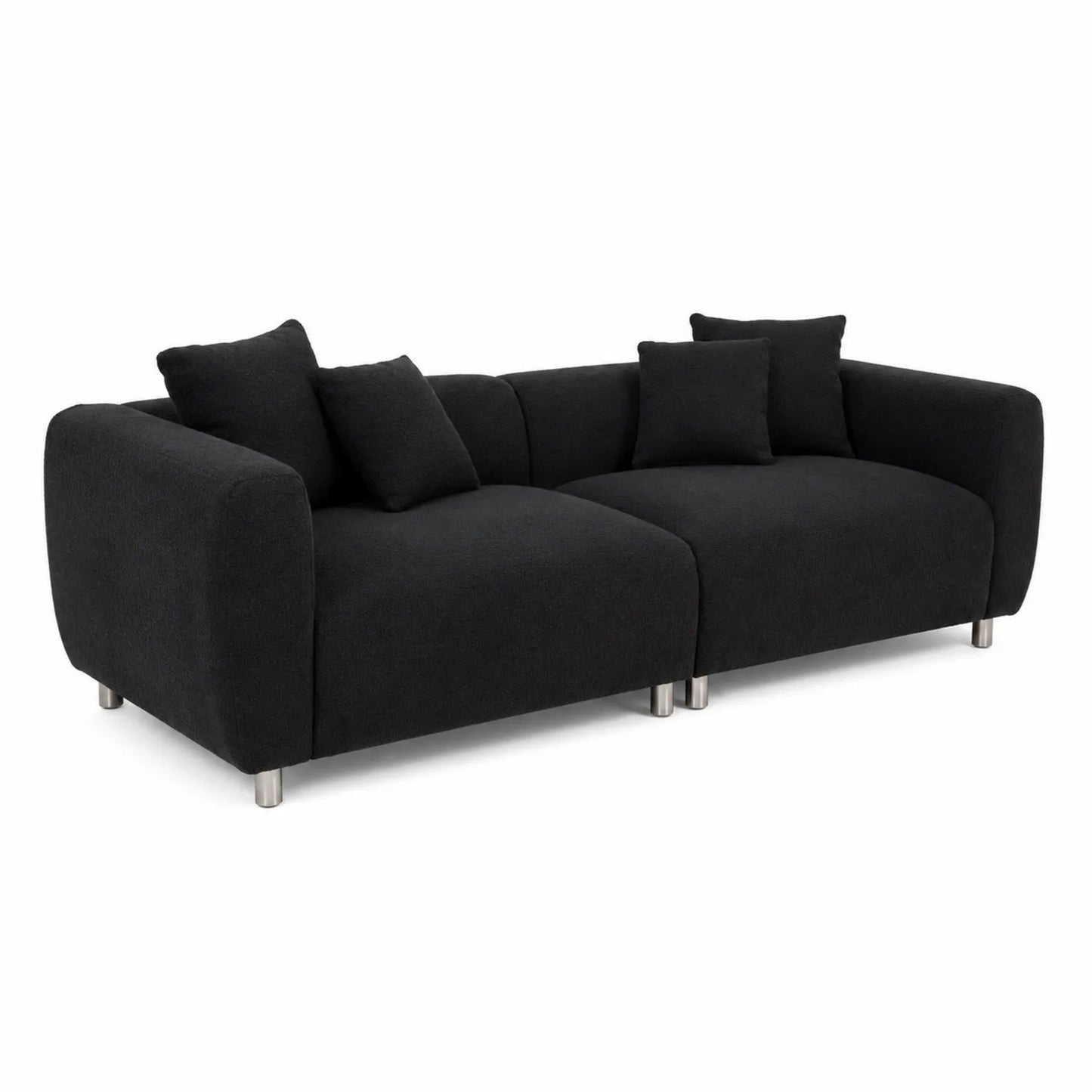 Canapé d'angle modulaire noir polyester pieds métalliques