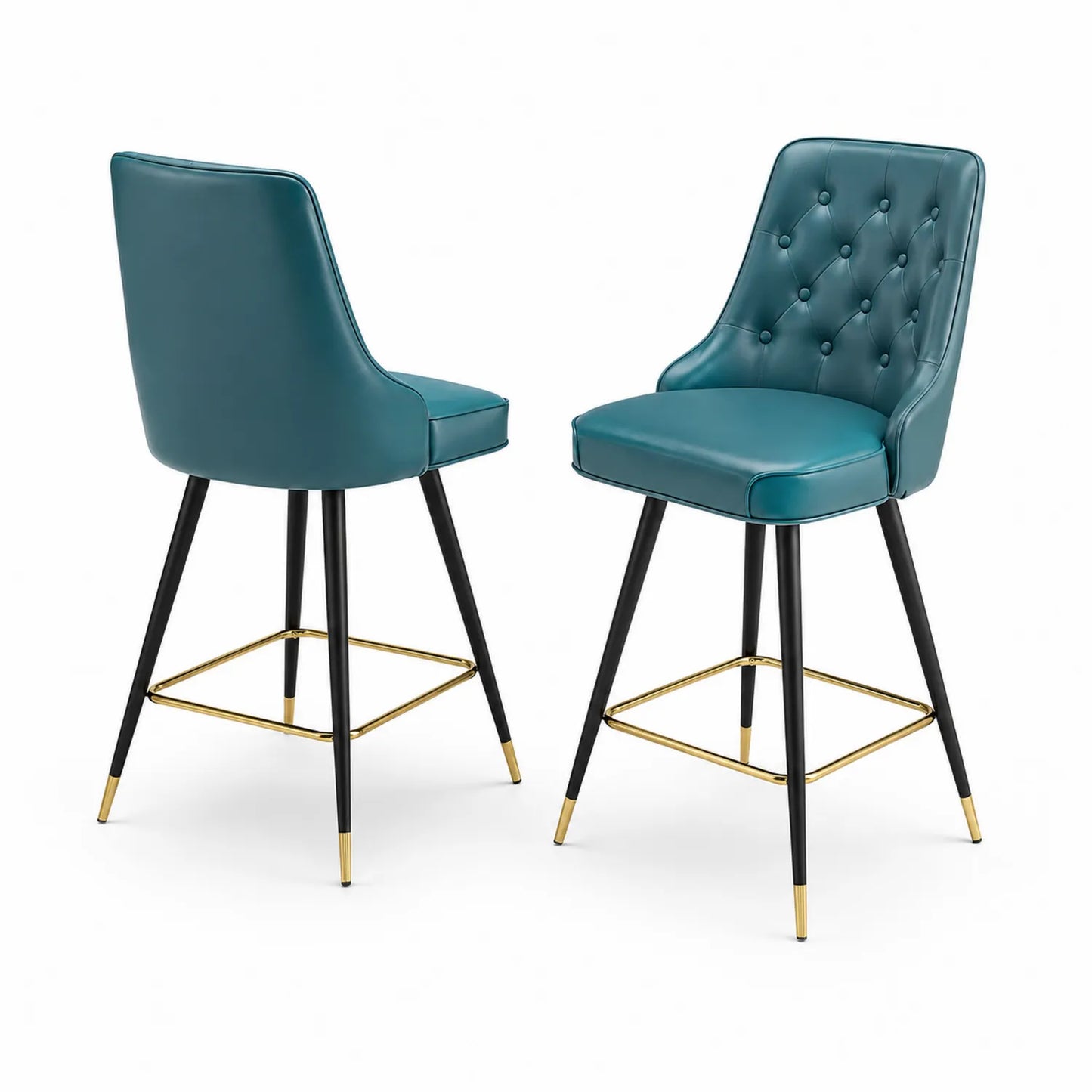 Tabourets de bar en cuir synthétique avec pieds en métal