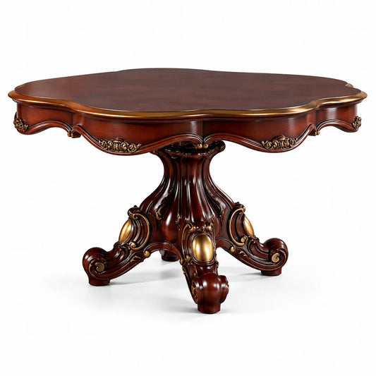Table de salle à manger en bois Marron et Doré