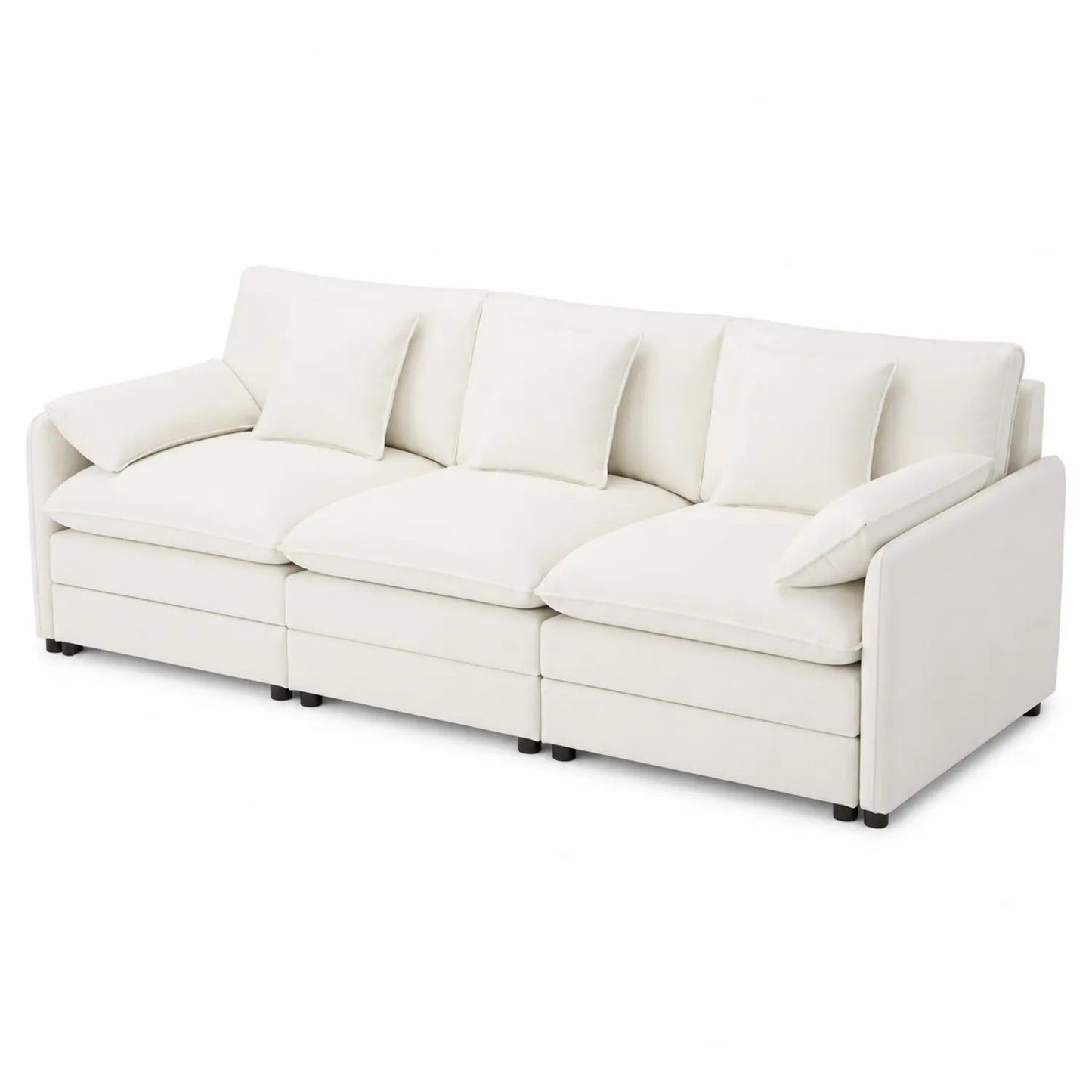 Canapé modulable 3 places en tissu Blanc