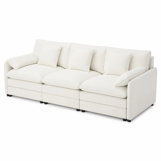 Canapé modulable 3 places en tissu Blanc