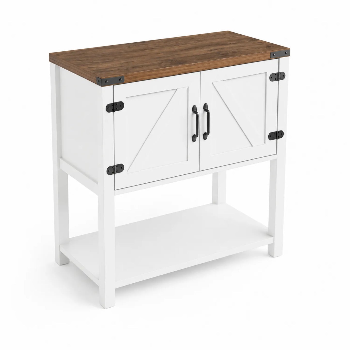 Buffet en bois et MDF Blanc et Chêne avec Étagère