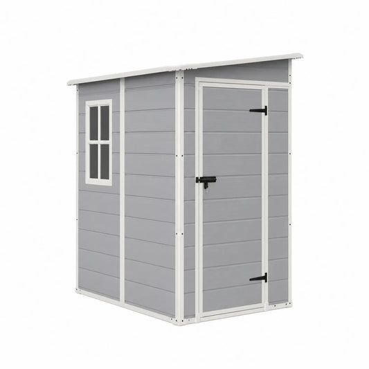 Abri de jardin en résine gris avec fenêtre 213x130x185 cm