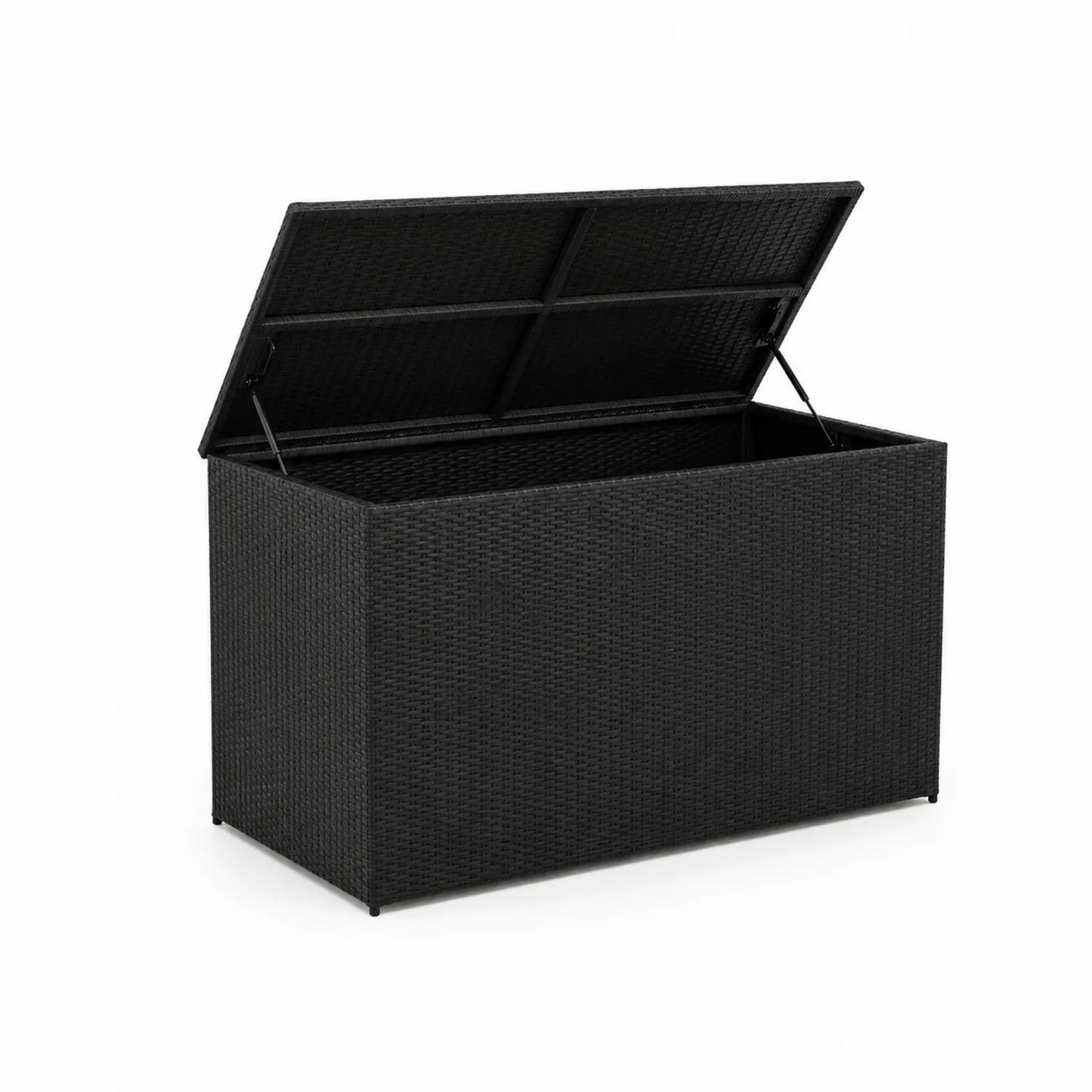 Coffre de rangement en rotin synthétique noir 120x50x60 cm