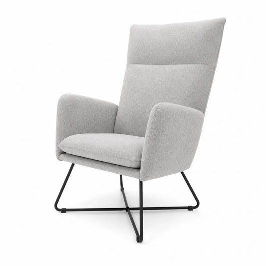 Fauteuil en Tissu Gris avec Structure en Métal