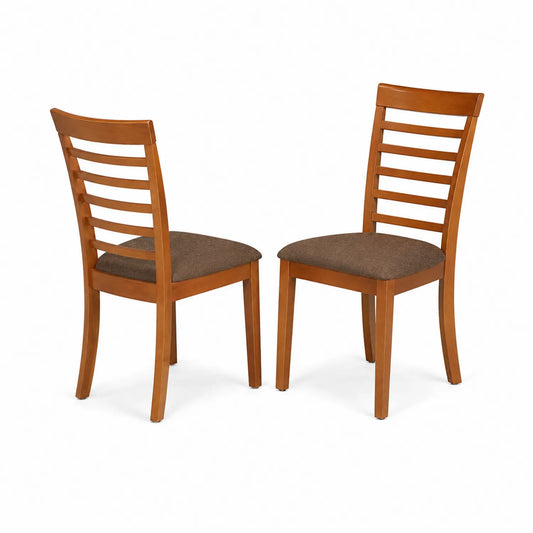Lot de 2 chaises en bois et tissu brun