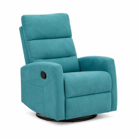 Fauteuil inclinable pivotant en tissu turquoise