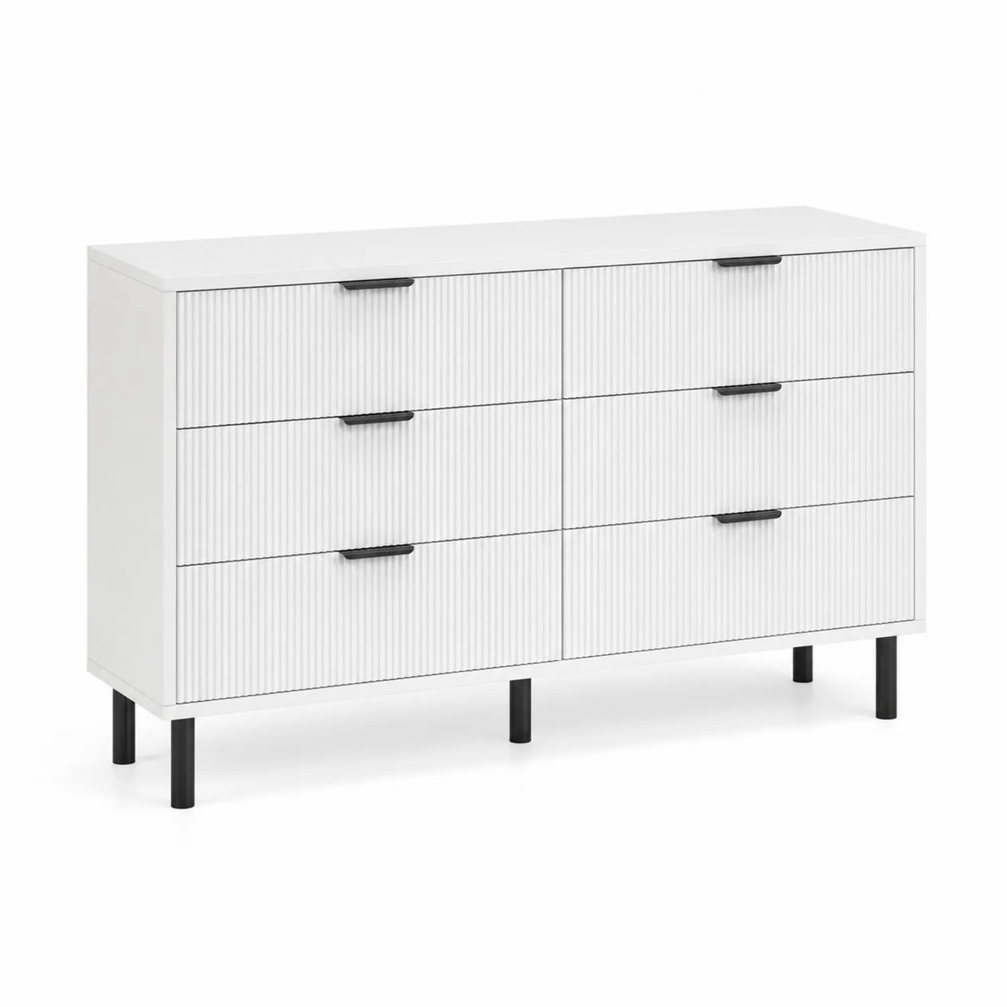 Commode en MDF avec 6 Tiroirs Blanc 120 cm