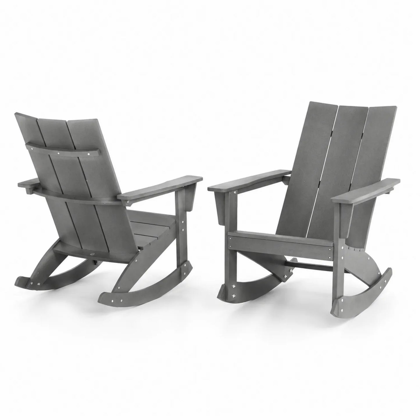 Chaises à bascule d'extérieur en polyéthylène gris