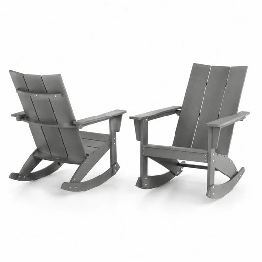 Chaises à bascule d'extérieur en polyéthylène gris