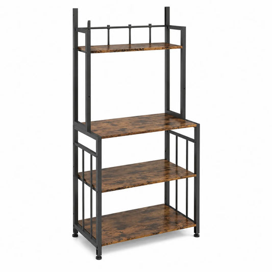 Étagère de rangement en bois et métal, Marron/Noir