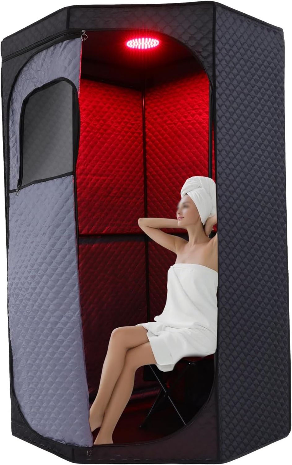 Cabine de sauna infrarouge – sur pied, avec télécommande, avec chauffage, format portable, 180CM, 3L, 9 Niveau x
