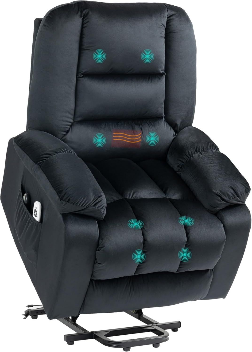 HOMCOM Fauteuil de massage – avec télécommande, avec chauffage, noir