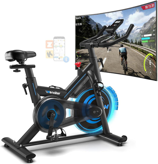 Vélo d'appartement - résistance magnétique, fonctionnement silencieux, commande via application, usage à domicile, 160 kg, Wenoker