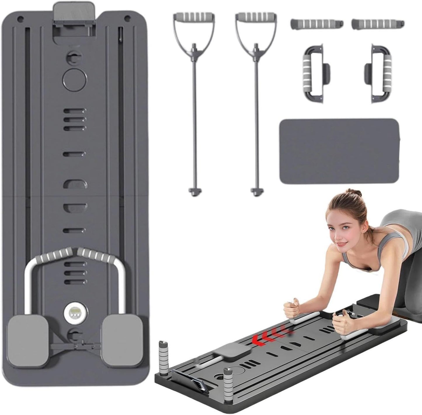 Planche de Pilates: avec bandes de résistance, pliable, format portable