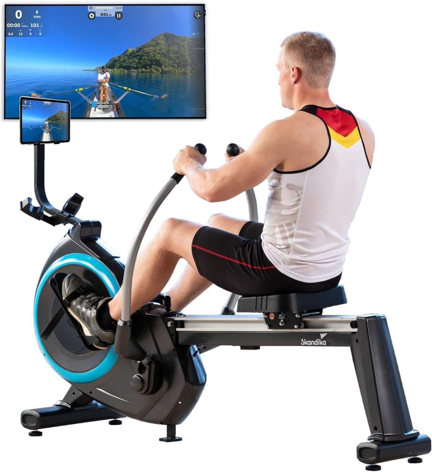 Skandika Rameur – résistance magnétique, pliable, avec écran, 9kg, 120KG, 16 Niveau x, 21 Programmes