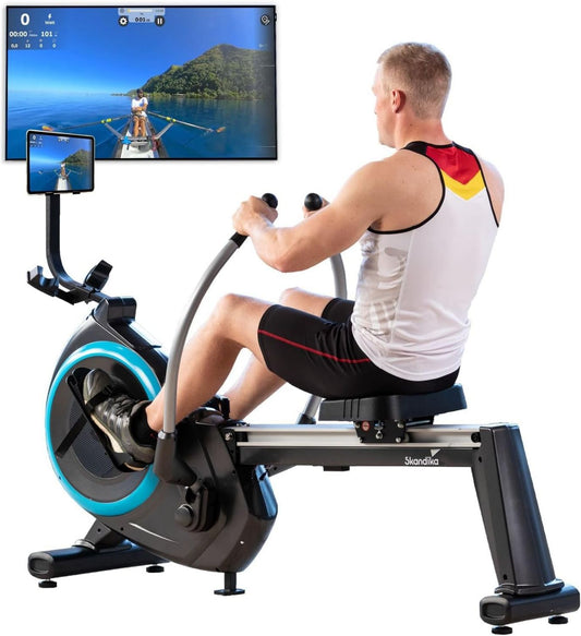 Skandika Rameur – résistance magnétique, pliable, avec écran, 9kg, 120KG, 16 Niveau x, 21 Programmes