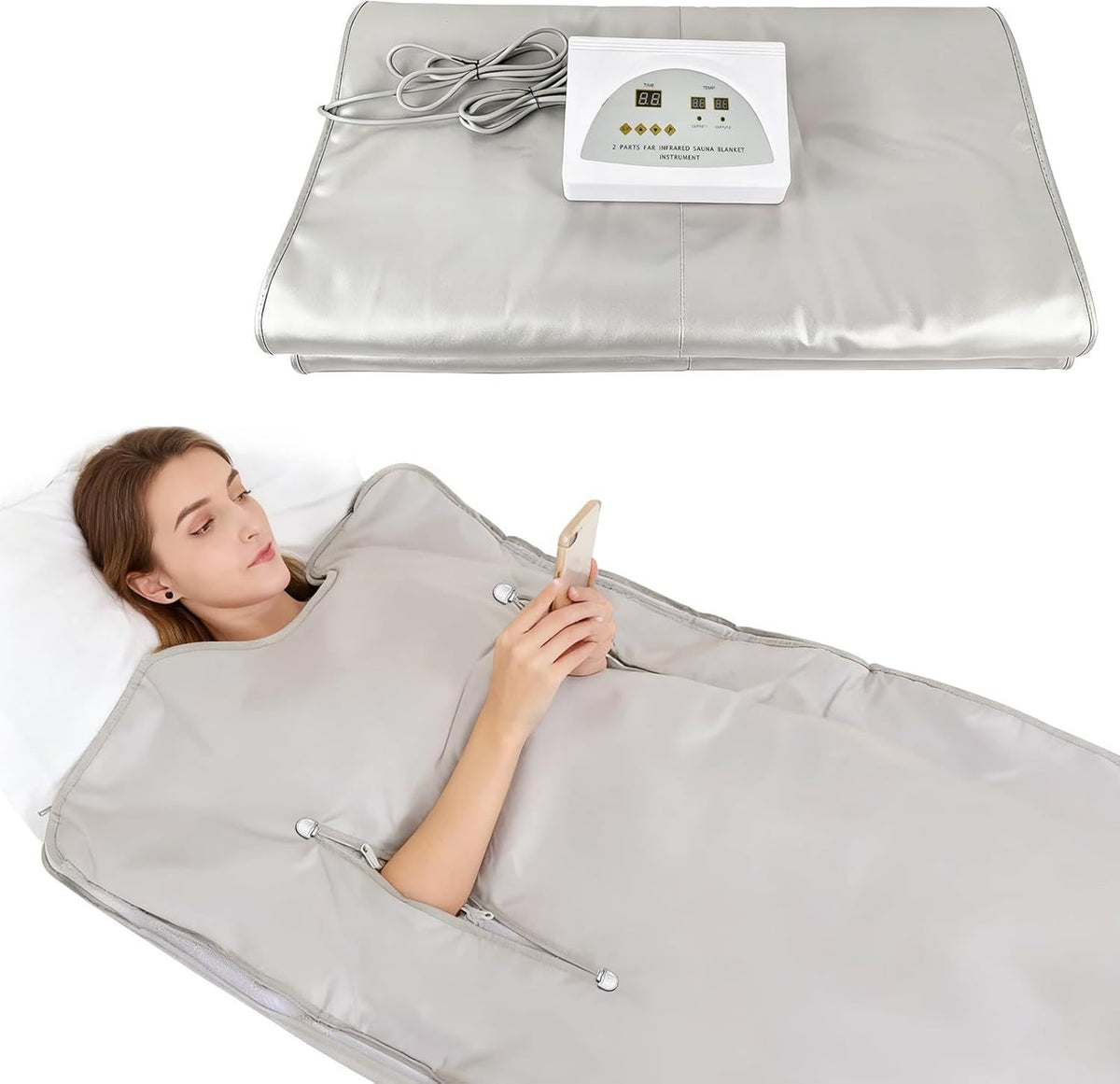 Couverture de sauna infrarouge - avec télécommande, avec chauffage, format portable, usage à domicile
