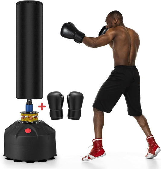 Sac de frappe – avec gants de boxe, sur pied, 173CM, GYMAX
