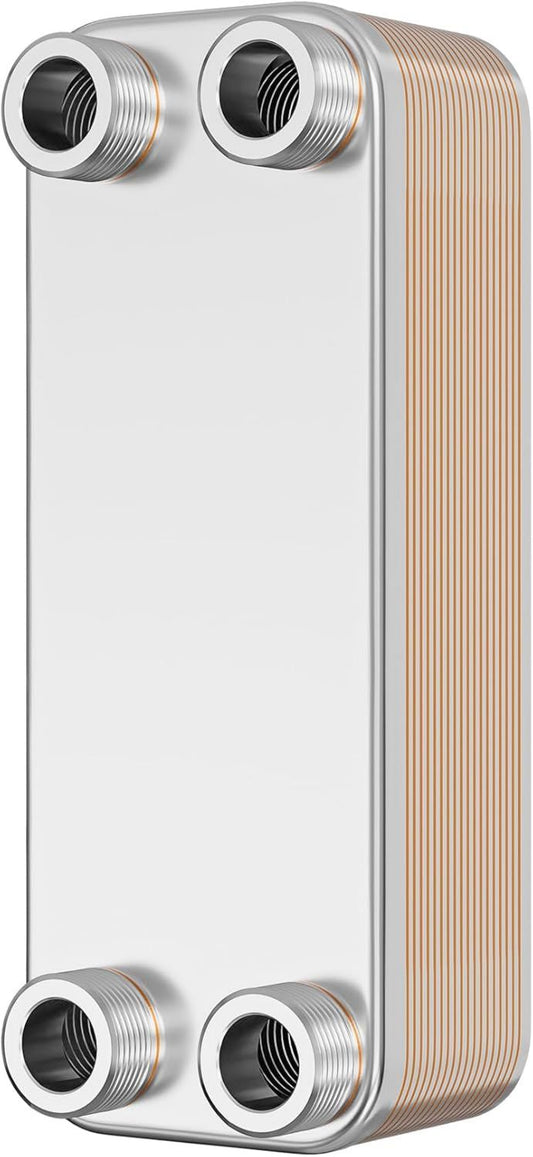 Wiltec Échangeur de chaleur thermique avec 20 plaques – structure en acier, en acier inoxydable, 286 x 116 x 638 mm, 115 kW, 1 l