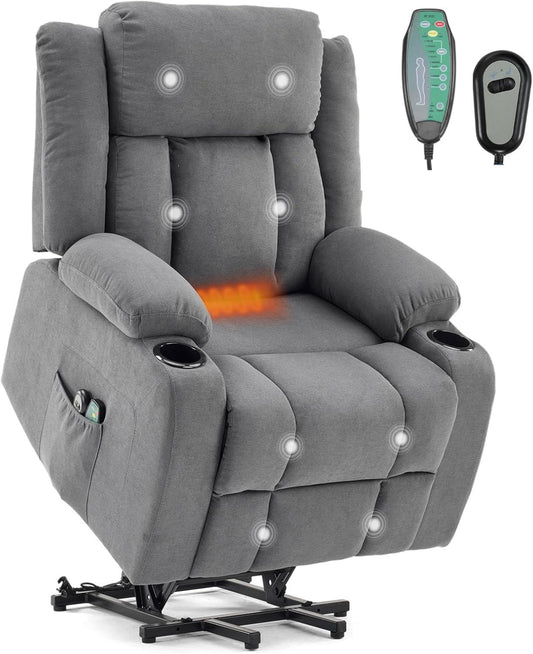 Fauteuil de massage - inclinaison réglable, avec télécommande, gris, LEADZM