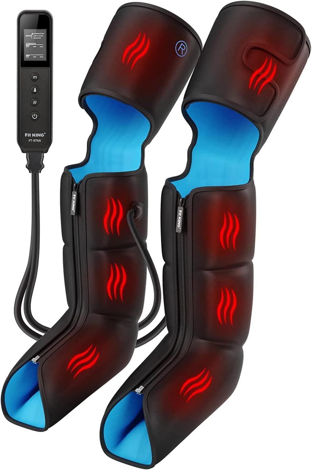 FIT KING Bottes de pressothérapie - massage par compression d'air, avec chauffage, 3 Niveau x, 3 Modes