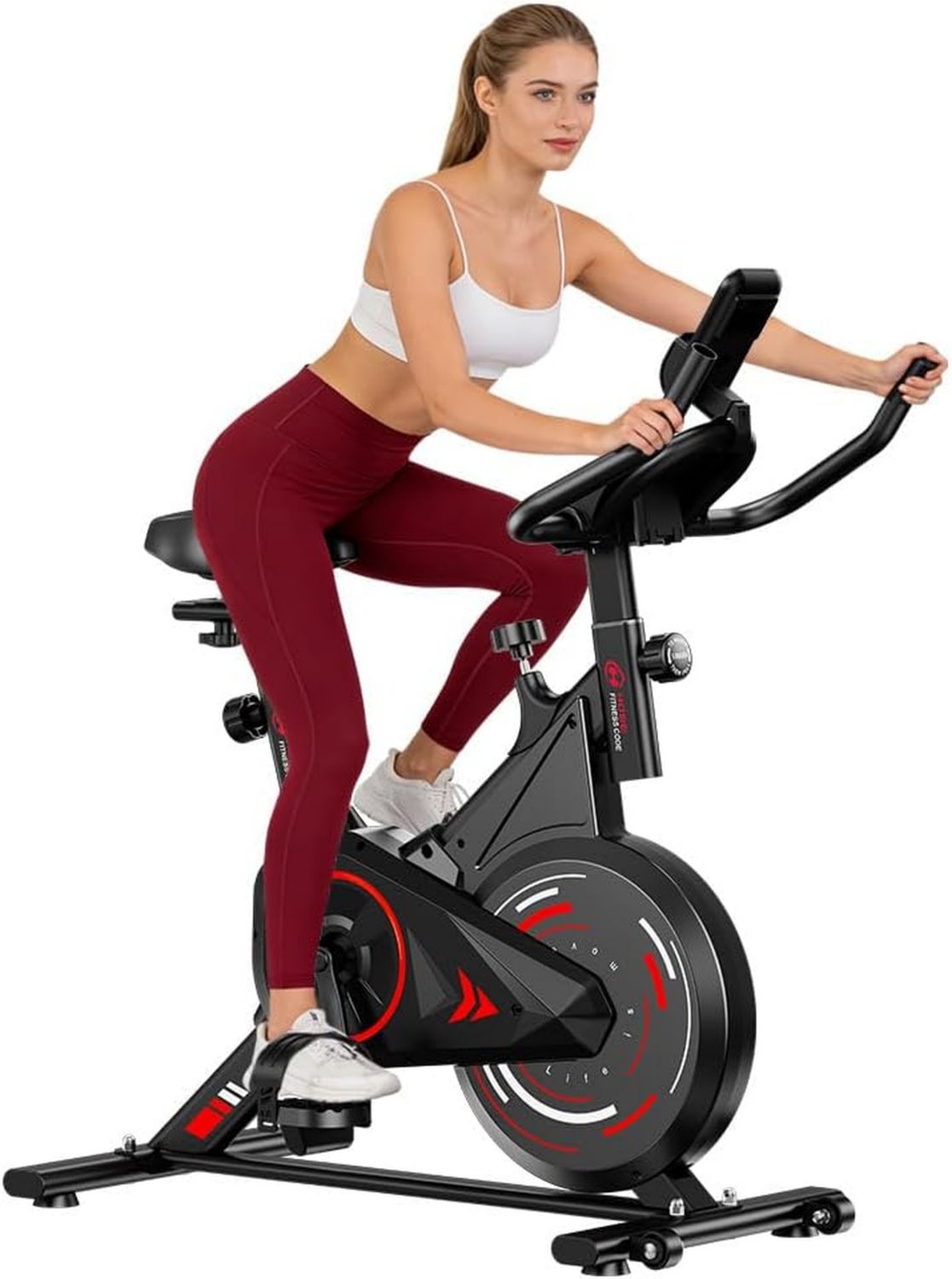 Vélo d'appartement - format compact, résistance réglable, avec écran, 120 kg