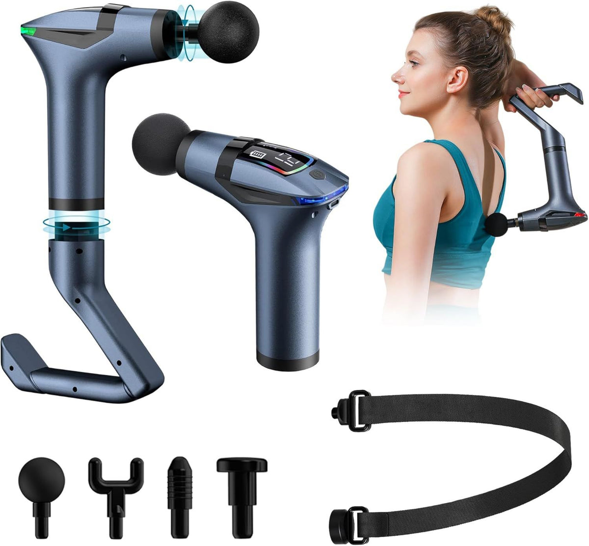Pistolet de massage - réglable, format portable
