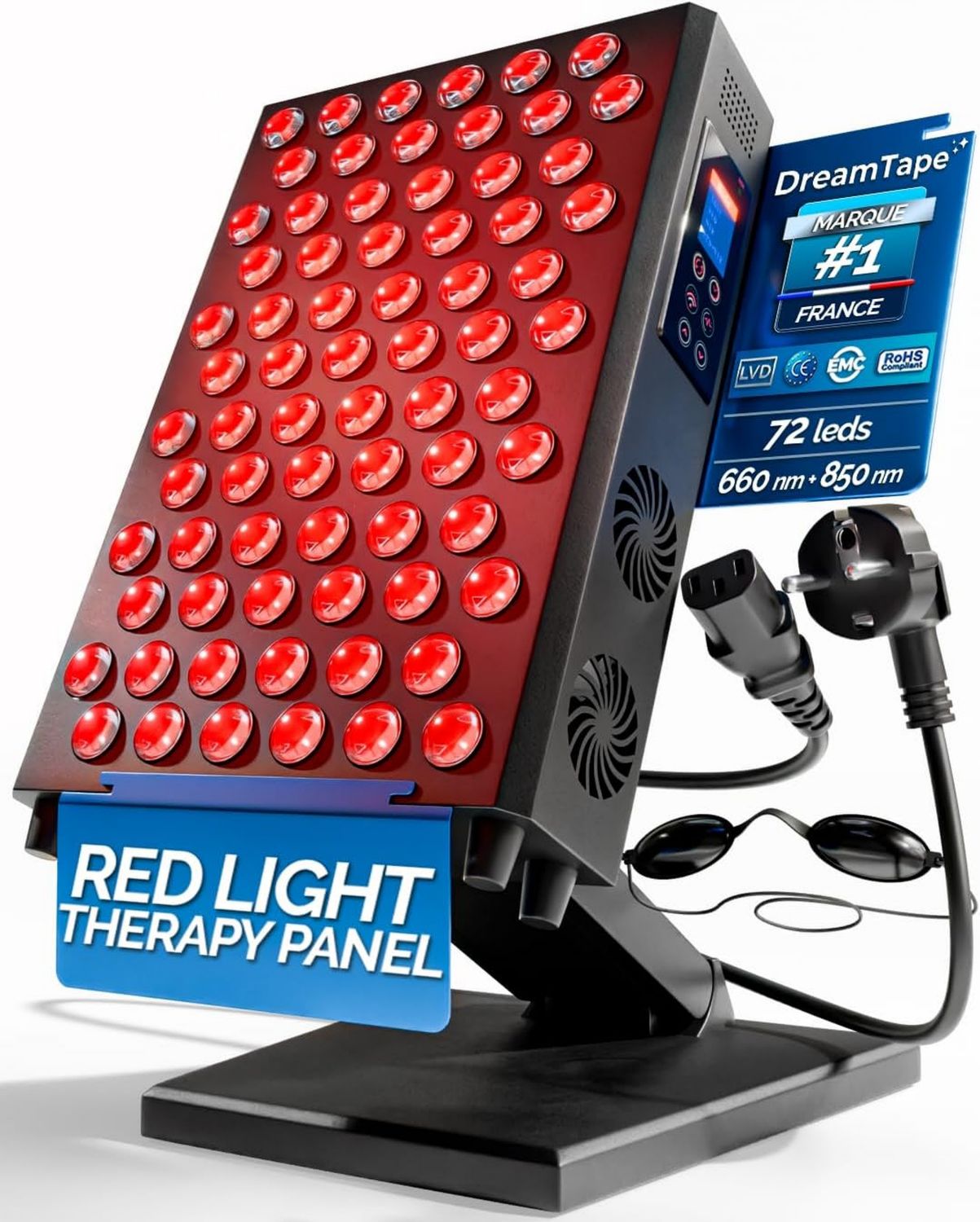Appareil de luminothérapie rouge - affichage LED, usage professionnel, 660nm, 850nm, 72 LEDs, DreamTape