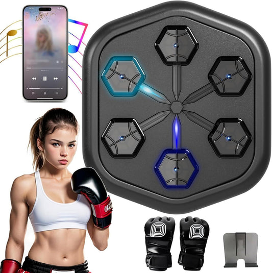 Machine de boxe musicale – montage mural, réglable, connexion Bluetooth, affichage LED
