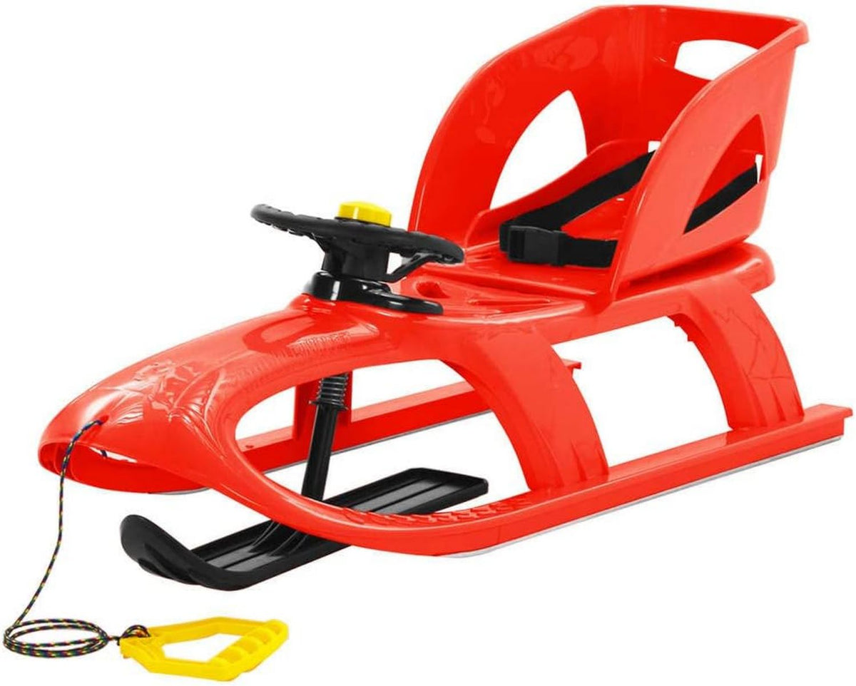 Traîneau Luge pour Enfants Rouge en polypropylène 102: structure en acier