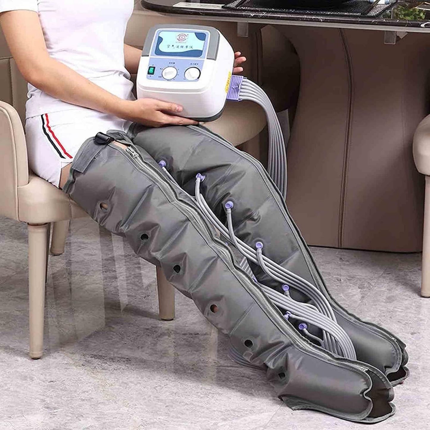 Appareil de massage - massage par compression d'air, pour pieds et jambes, format portable