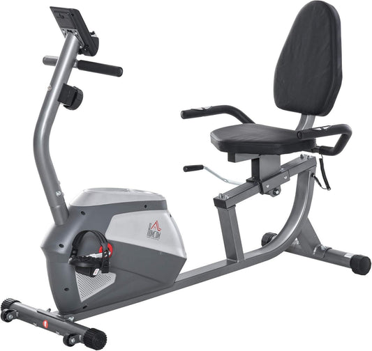 HOMCOM Vélo d'appartement - réglable, avec écran, 8 niveau x, gris