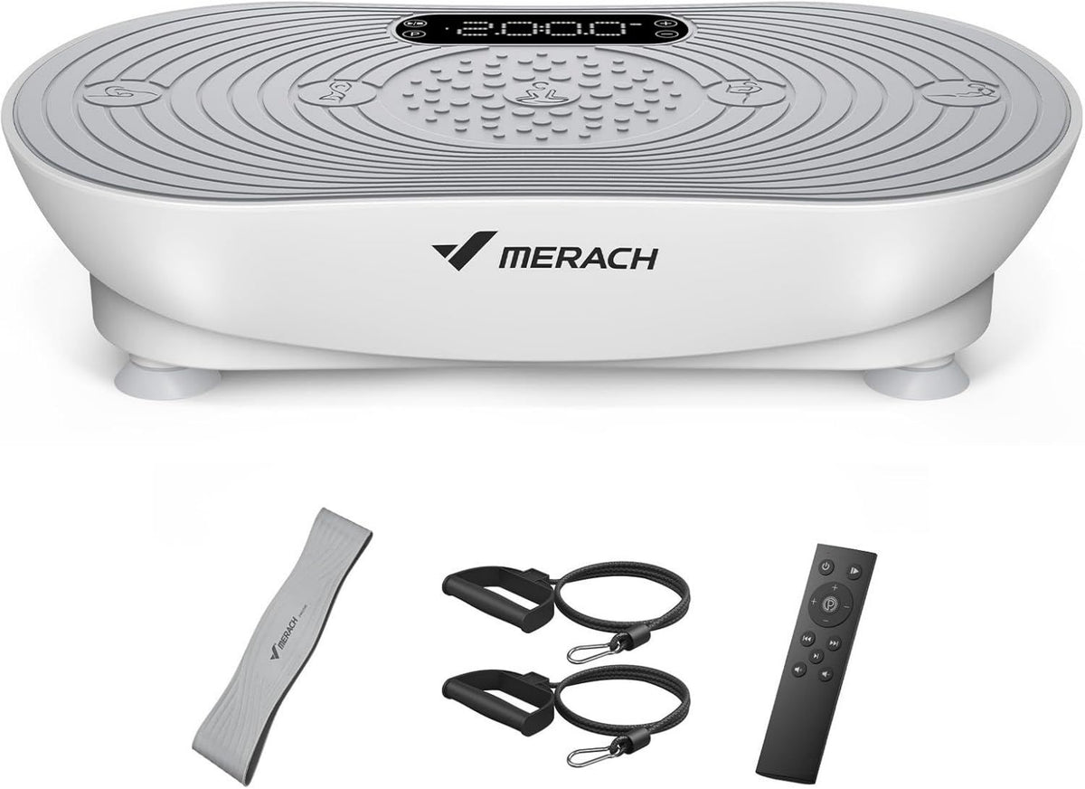 MERACH Plateforme vibrante – connexion Bluetooth, affichage LED, avec écran, écran tactile, 99 Niveau x