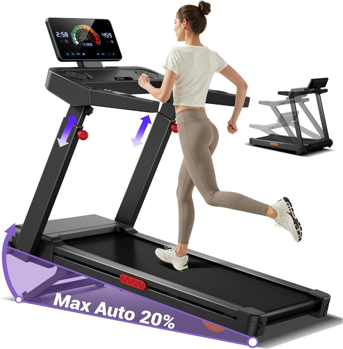 UMAY Tapis de course: pliable, réglable, 14KM/H
