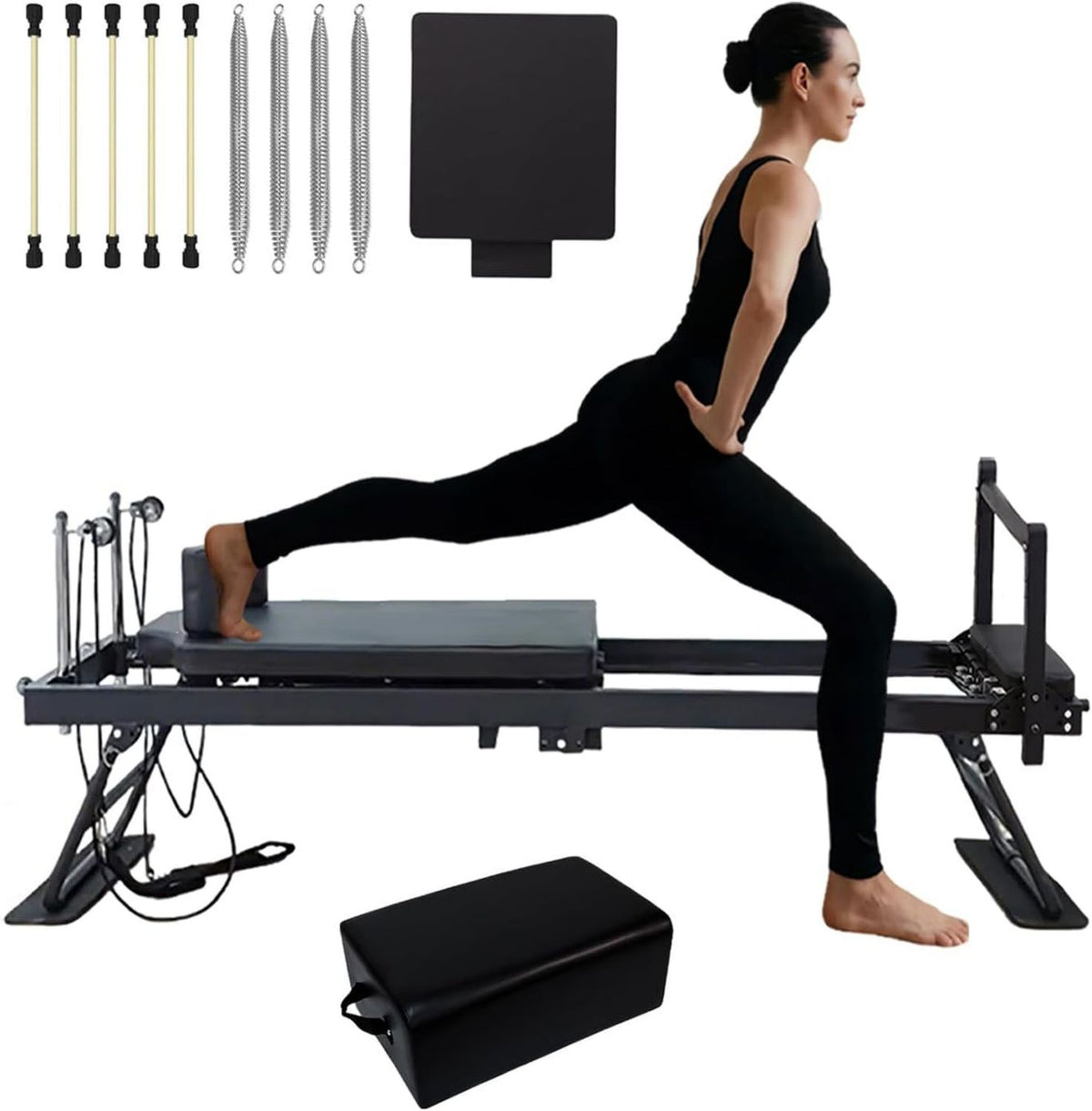 Réformateur Pilates - pliable, usage à domicile, noir