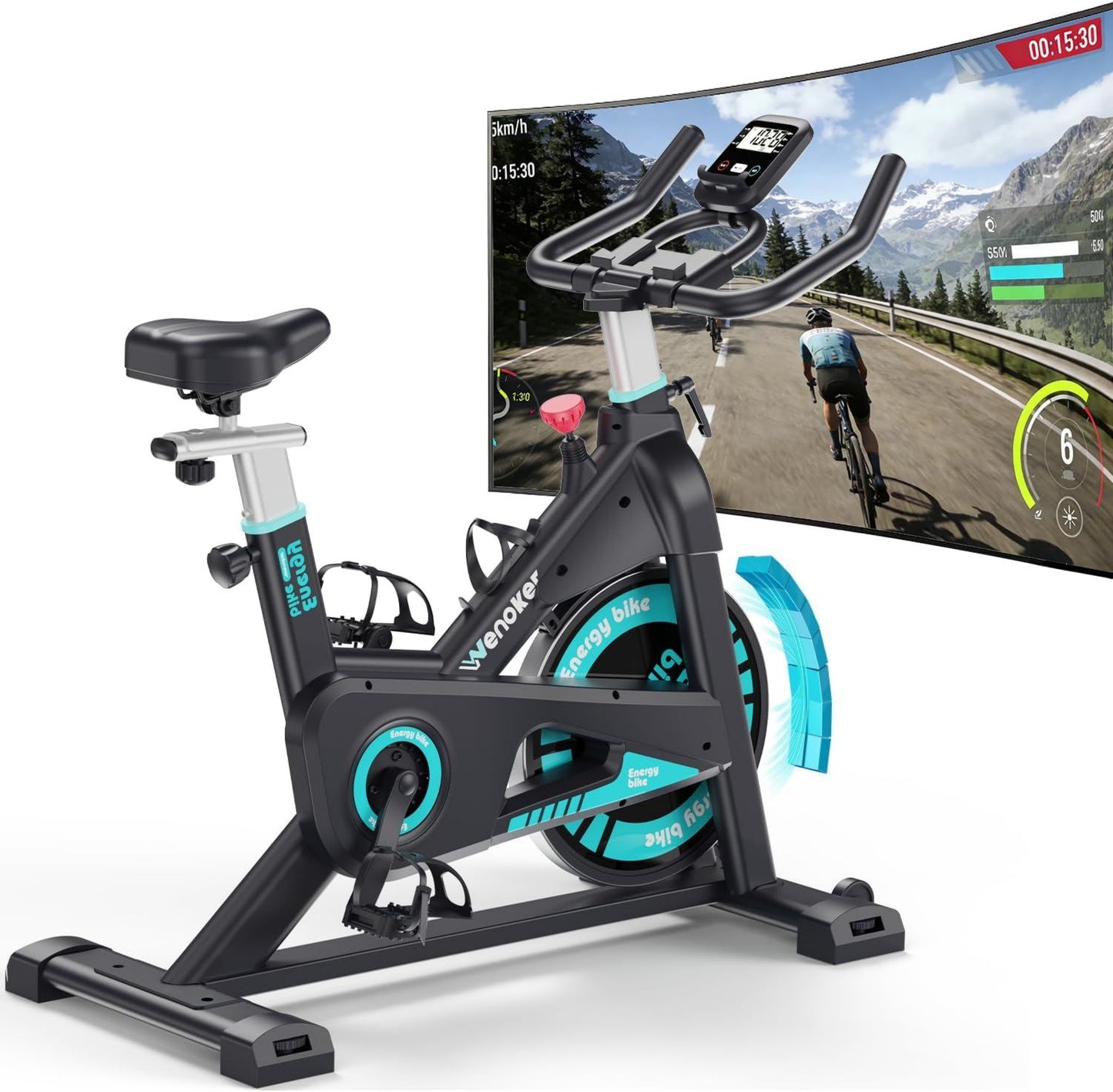 Vélo d'appartement – fonctionnement silencieux, 160 kg, Wenoker