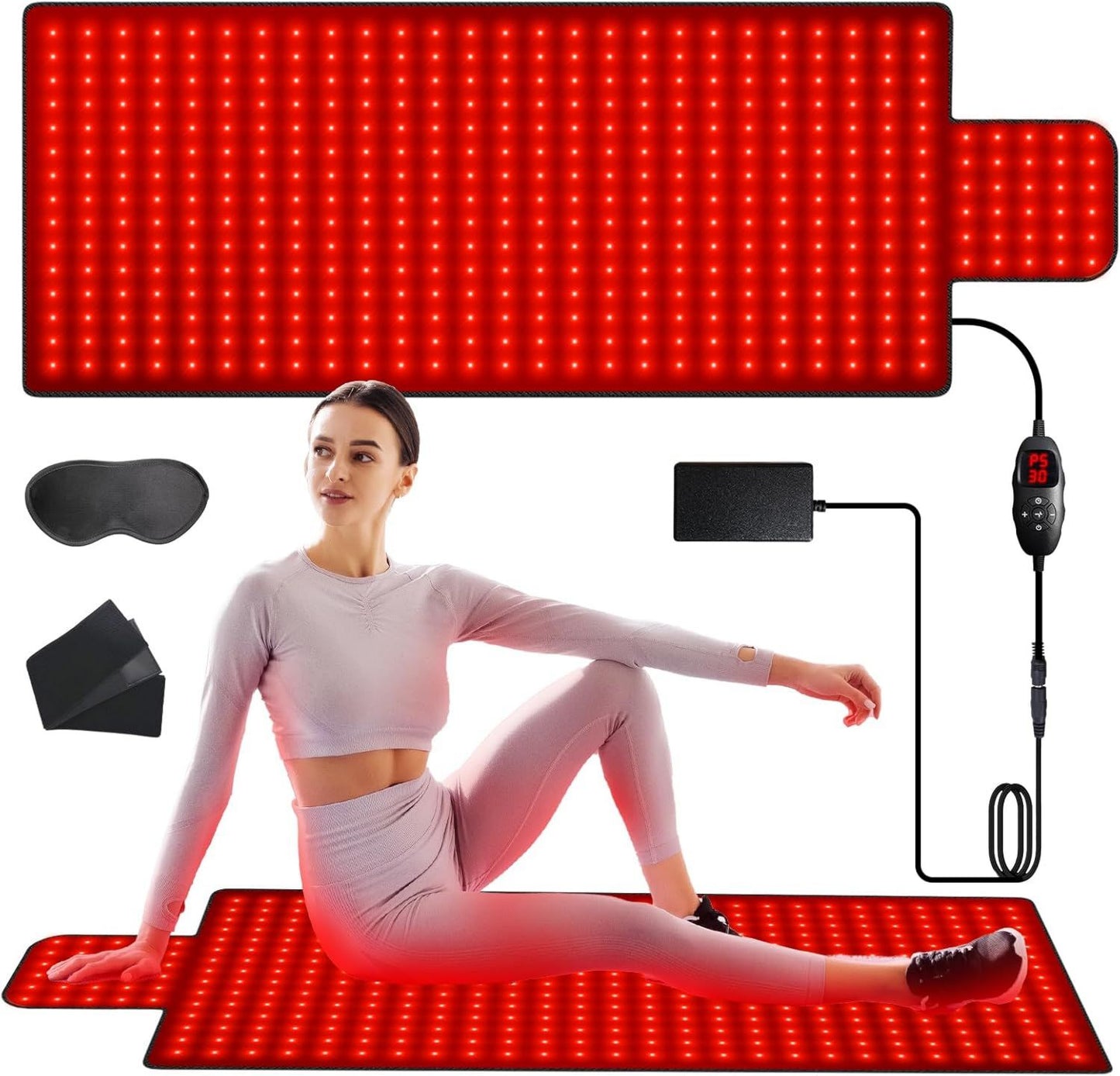 Tapis lumineux rouge pour le corps - avec minuterie, affichage LED, 660 nm, 850 nm, 420 LED