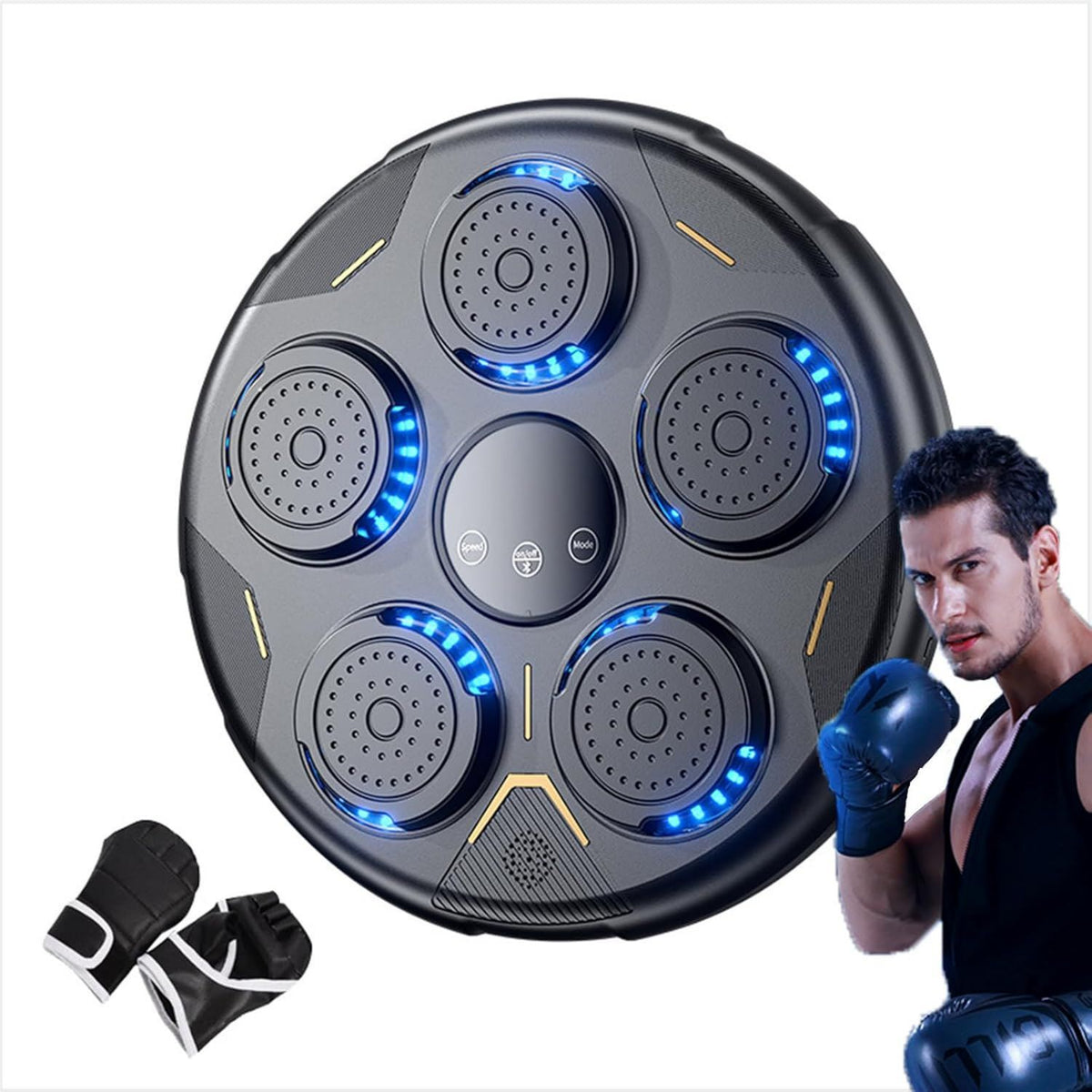 Machine de boxe musicale: montage mural, avec gants de boxe, connexion Bluetooth, rechargeable, 9 Vitesses