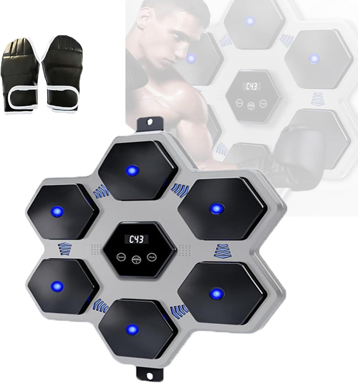 Machine de boxe musicale: montage mural, avec gants de boxe, connexion Bluetooth, noir