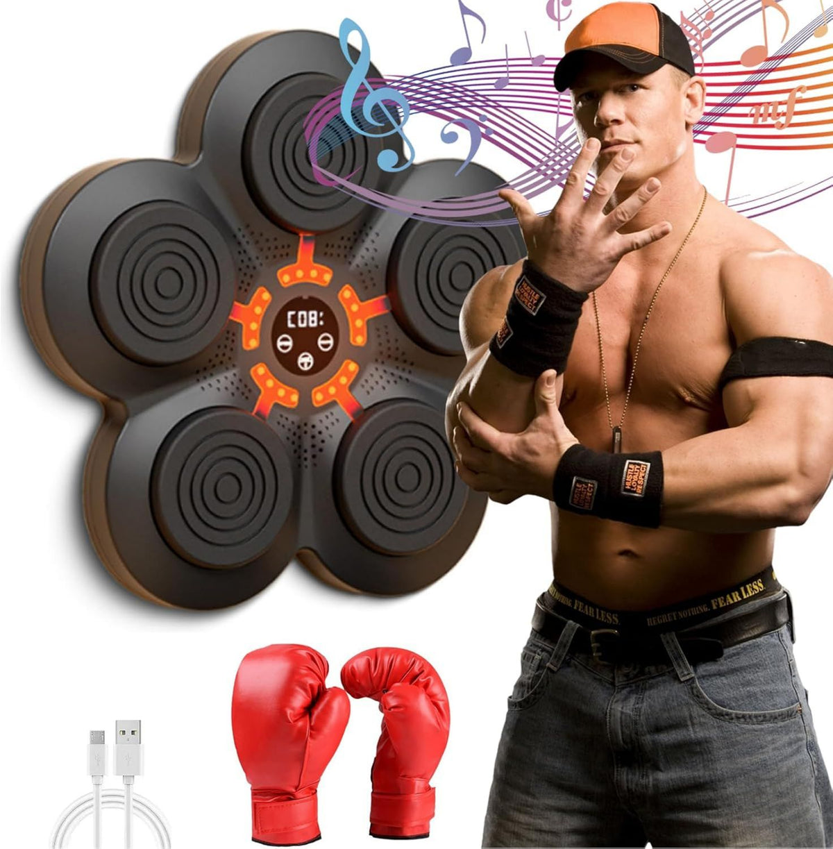Machine de boxe musicale: connexion Bluetooth, affichage LED