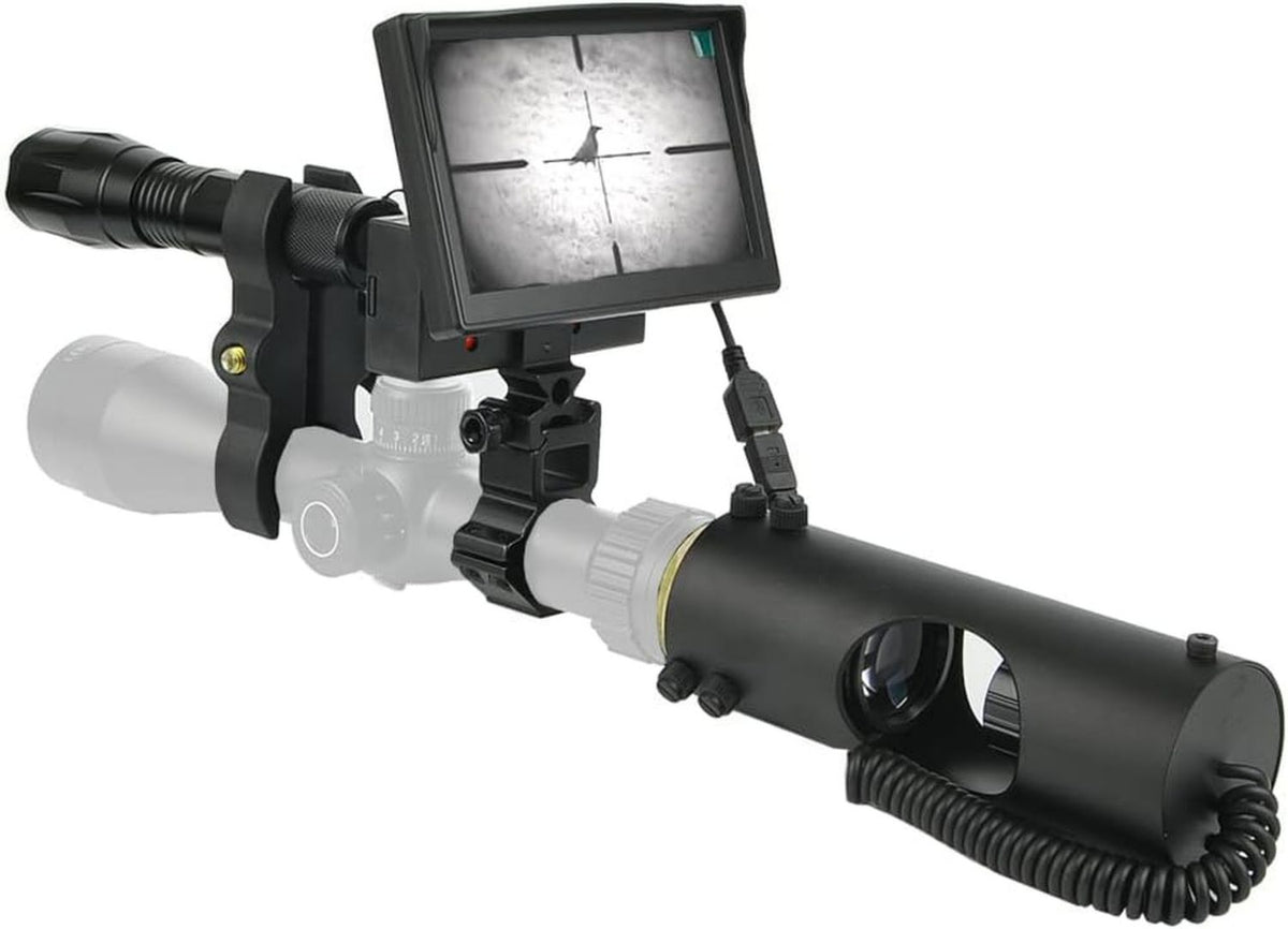 Monoculaire Vision Nocturne Infrarouge Chasse Lunettes IR 850nm avec caméra – avec écran, format portable, 5 Pouces, JASHKE