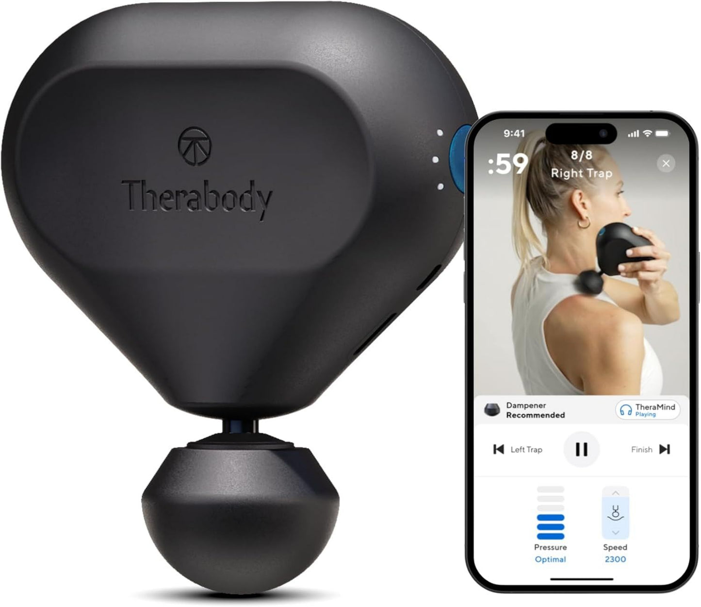 Theragun Pistolet de massage - format portable, noir